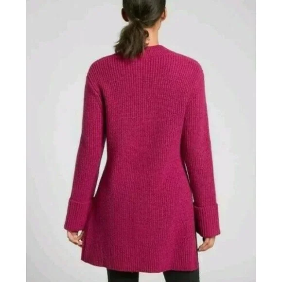 NWT ATHLETA Shasta V-Neck Sweater Oversized Merino Wool Chunky Knit Pink - Picture 3 of 3